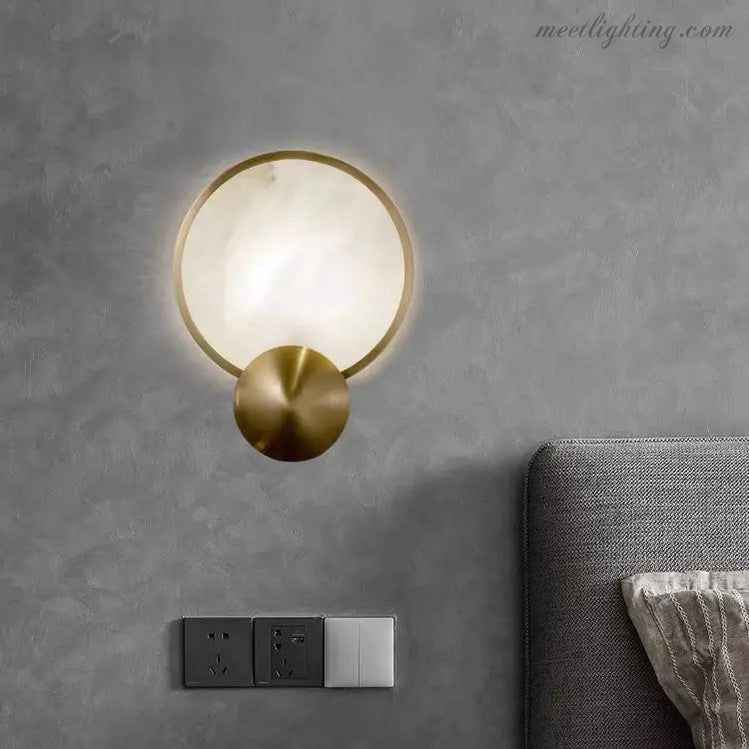 Alabaster Round Modern Wall Sconce-Meet Lighting