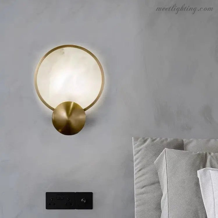 Alabaster Round Modern Wall Sconce-Meet Lighting