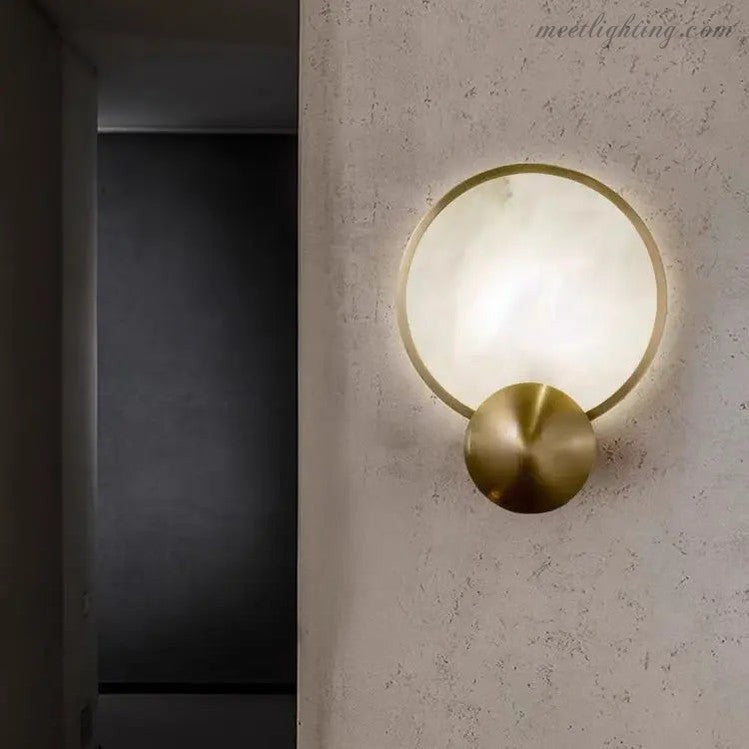 Alabaster Round Modern Wall Sconce-Meet Lighting