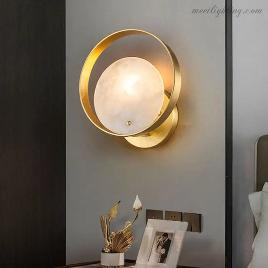 Alabaster Round Modern Wall Sconces for Bedroom-Meet Lighting