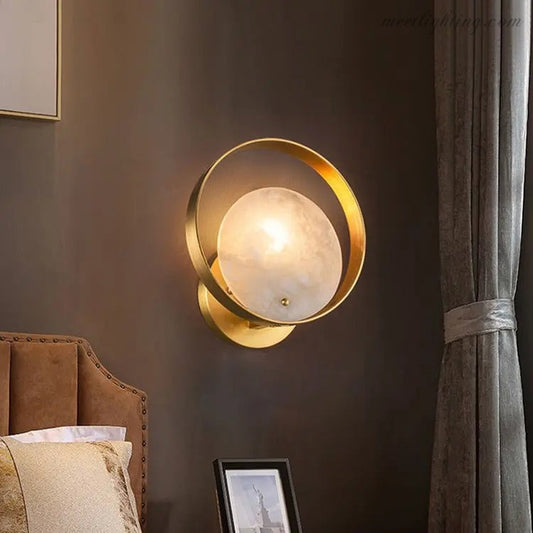 Alabaster Round Modern Wall Sconces for Bedroom-Meet Lighting