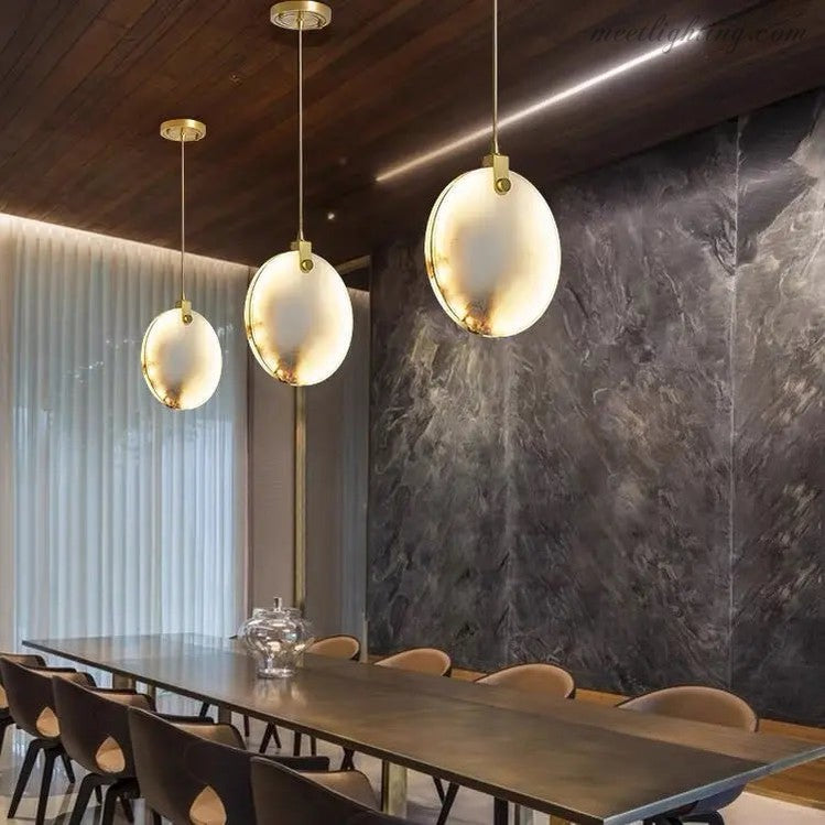 Alabaster Round Pendant Lights Dining Room-Meet Lighting