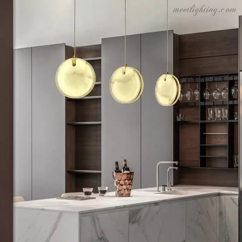 Alabaster Round Pendant Lights Dining Room-Meet Lighting