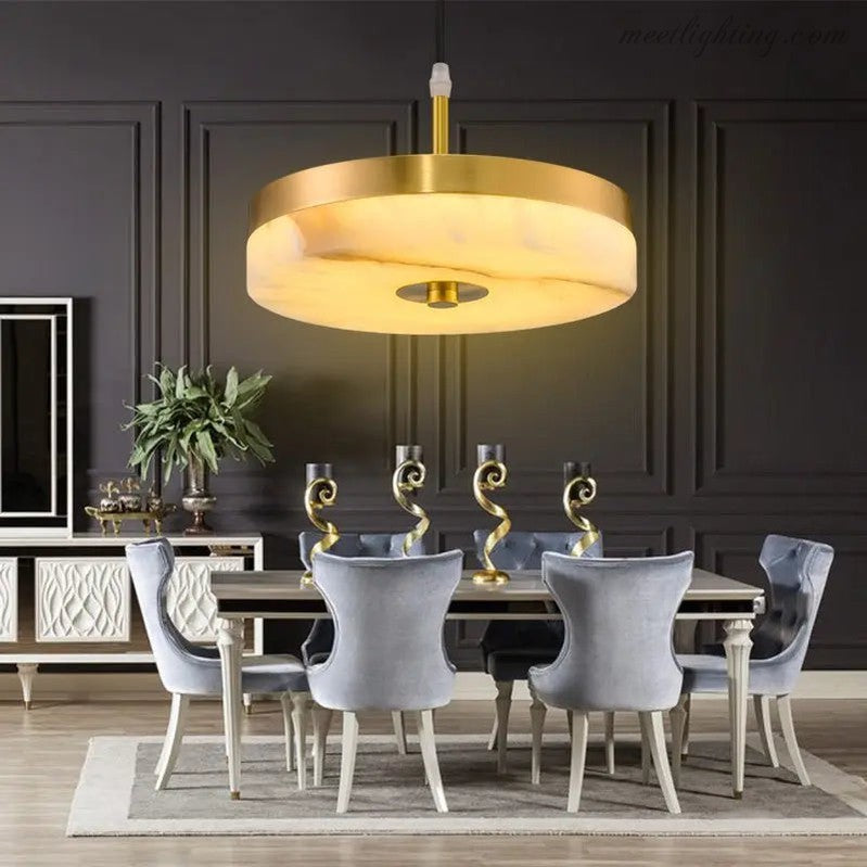 Alabaster Round Pendant Lights Living Room-Meet Lighting