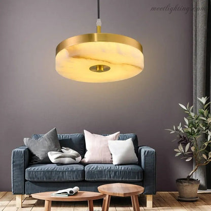 Alabaster Round Pendant Lights Living Room-Meet Lighting