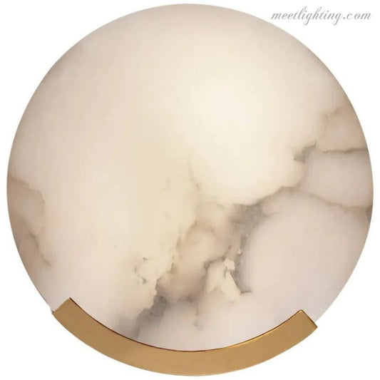 Alabaster Round Plate Sconce-Meet Lighting