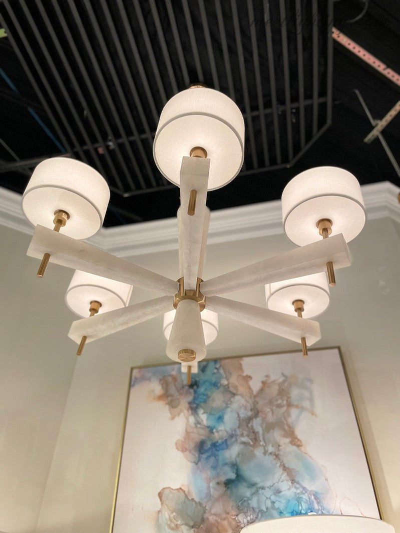 Alabaster Six-Light Chandelier-MEET LIGHTING
