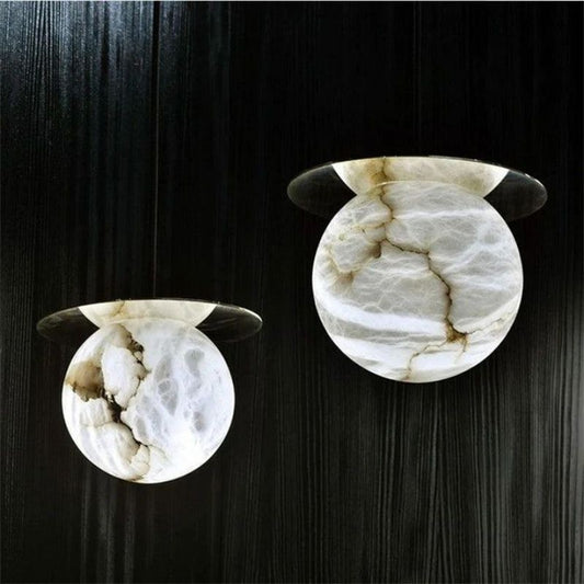 Alabaster Sphere Bedroom Pendant-Meet Lighting