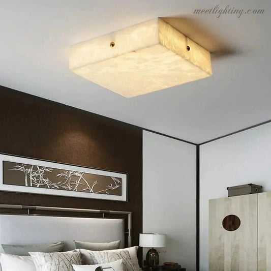 Alabaster Square Flush Mount Ceiling Light-Meet Lighting