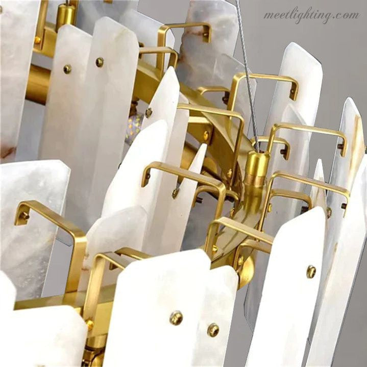 Alabaster Square Sheet Round Chandelier-MEET LIGHTING