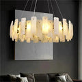 Alabaster Square Sheet Round Chandelier-MEET LIGHTING