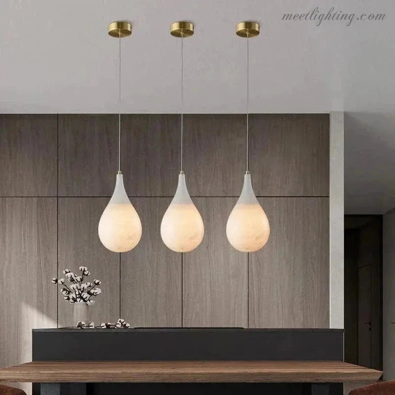 Alabaster Teardrop Pendant Light-Meet Lighting