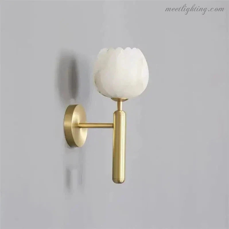 Alabaster Wall Sconce Light Tulip For Bedroom-Meet Lighting