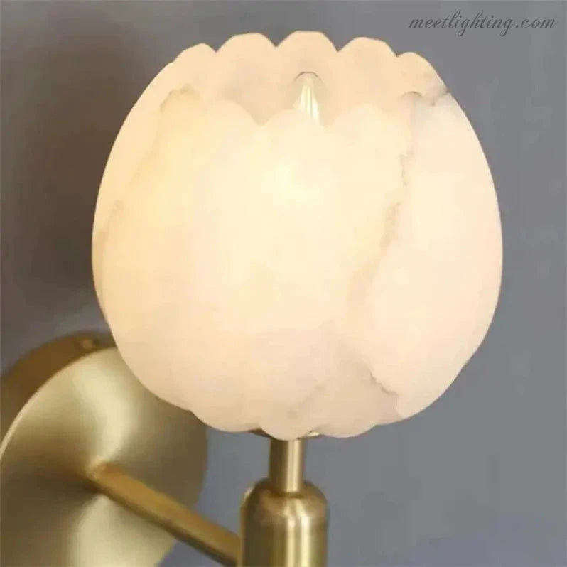 Alabaster Wall Sconce Light Tulip For Bedroom-Meet Lighting