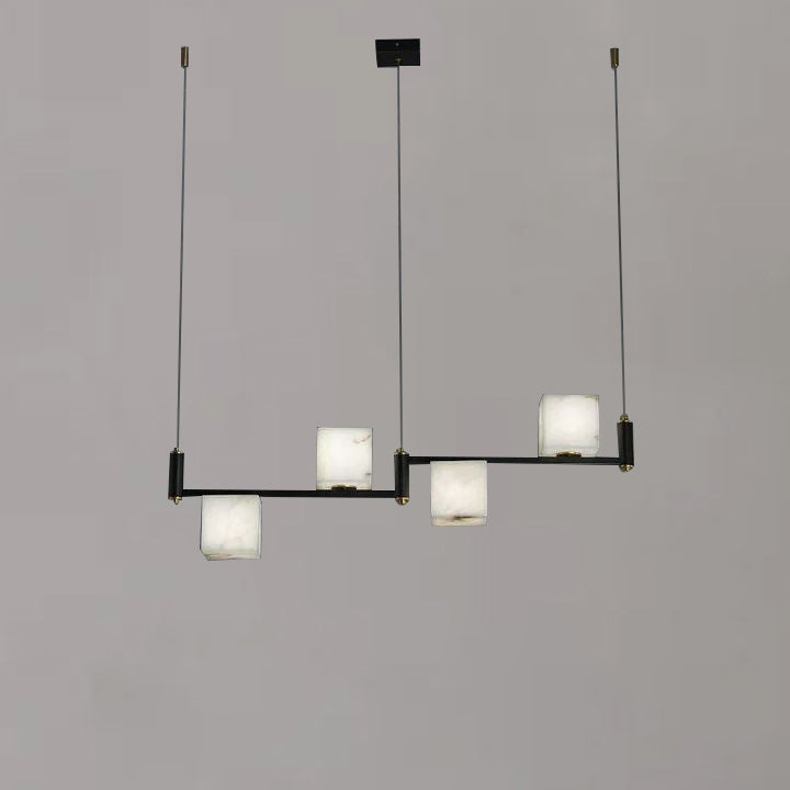 Modern Alabaster Cubic Island Chandelier, Kitchen Island Pendant Light, Pendant Lamp Over Dining Table-MEET LIGHTING