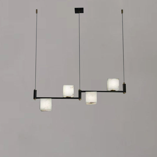 Modern Alabaster Cubic Island Chandelier, Kitchen Island Pendant Light, Pendant Lamp Over Dining Table