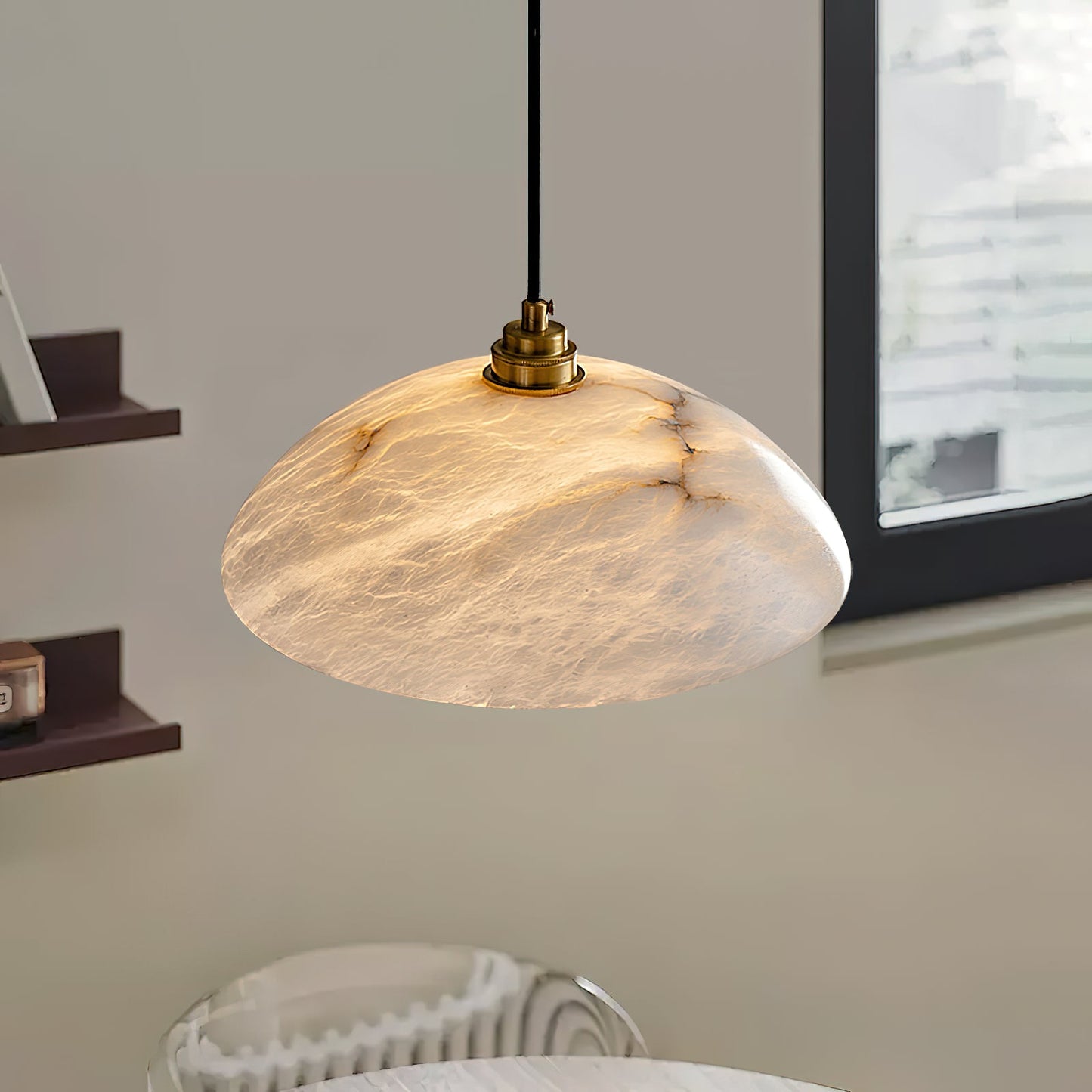 Alabaster Dome Pendant Light