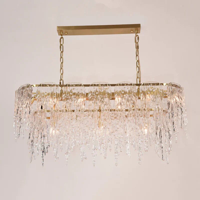 Aletta Melting Drop Crystal Glass Rectangle Chandelier-Meet Lighting