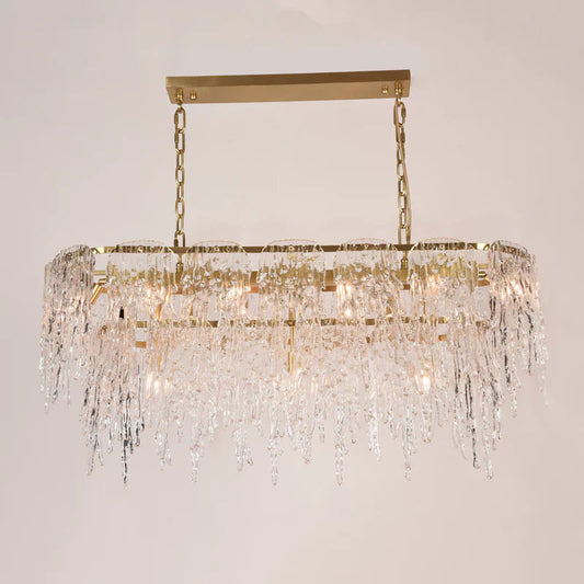 Aletta Melting Drop Crystal Glass Rectangle Chandelier-Meet Lighting