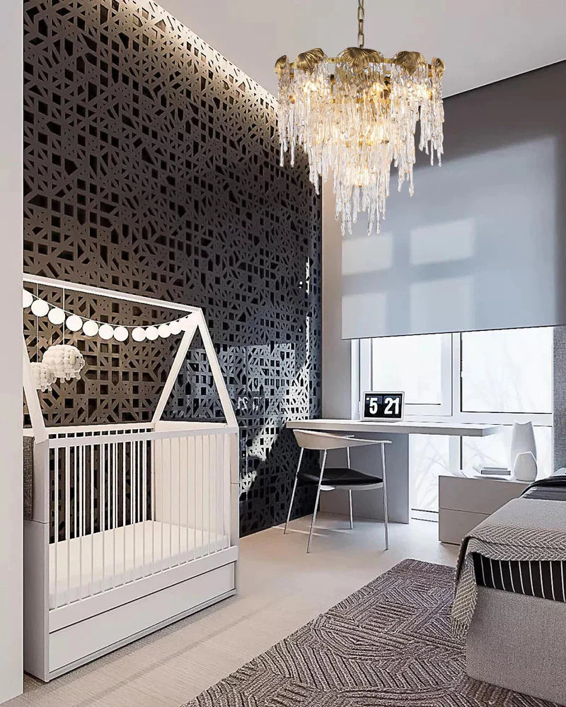 Aletta Melting Drop Crystal Glass Round Chandelier-MEET LIGHTING