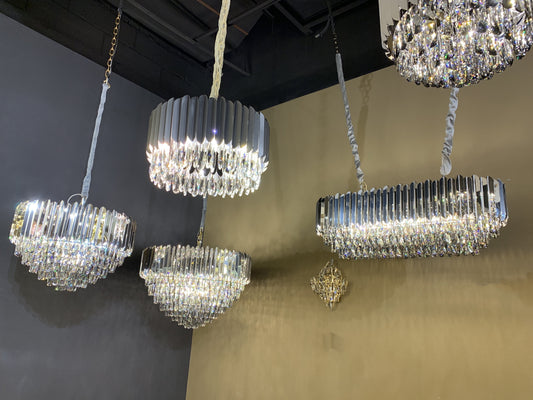 Alicante Tiered Linear Crystal Chandelier-Meet Lighting