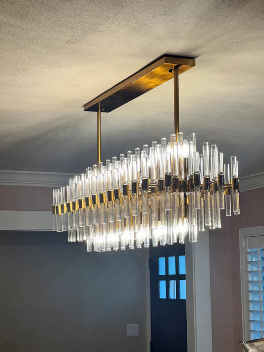 Alinar Crystal Shards Long Chandelier-Meet Lighting