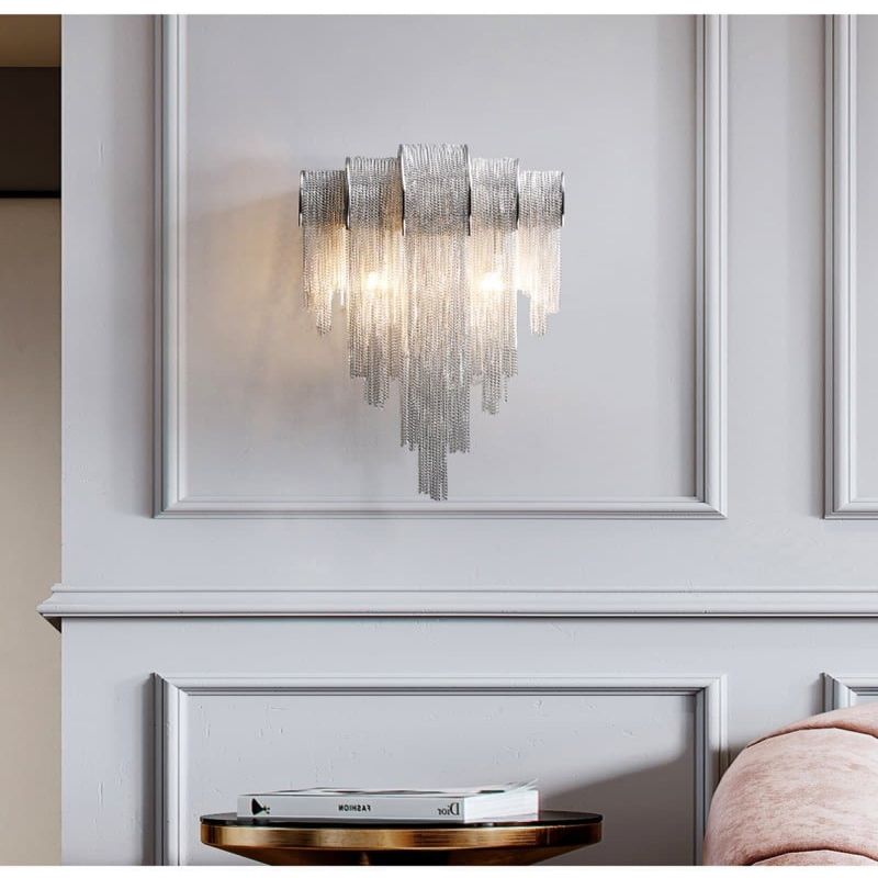 Alisa Plated Aluminum Tassel Wall Sconce-Meet Lighting