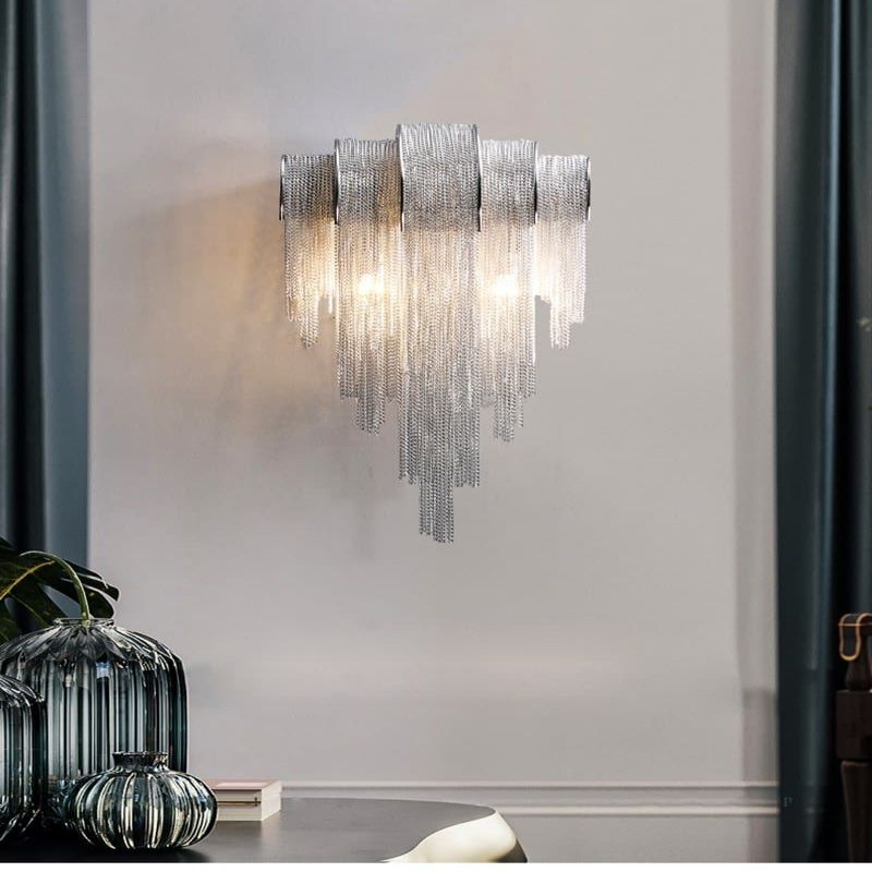 Alisa Plated Aluminum Tassel Wall Sconce-Meet Lighting