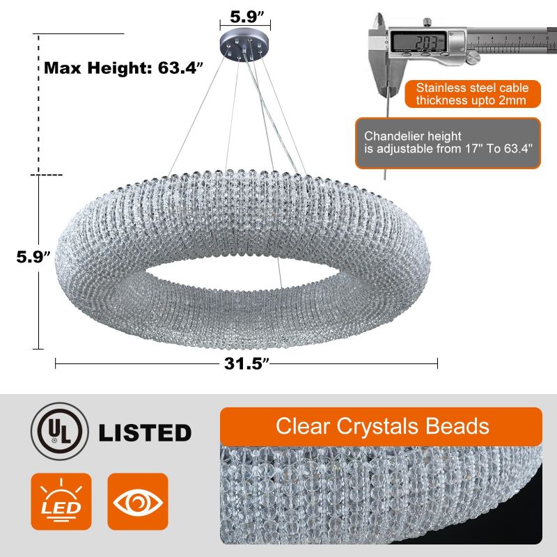 Halo Crystal Round LED Chandelier