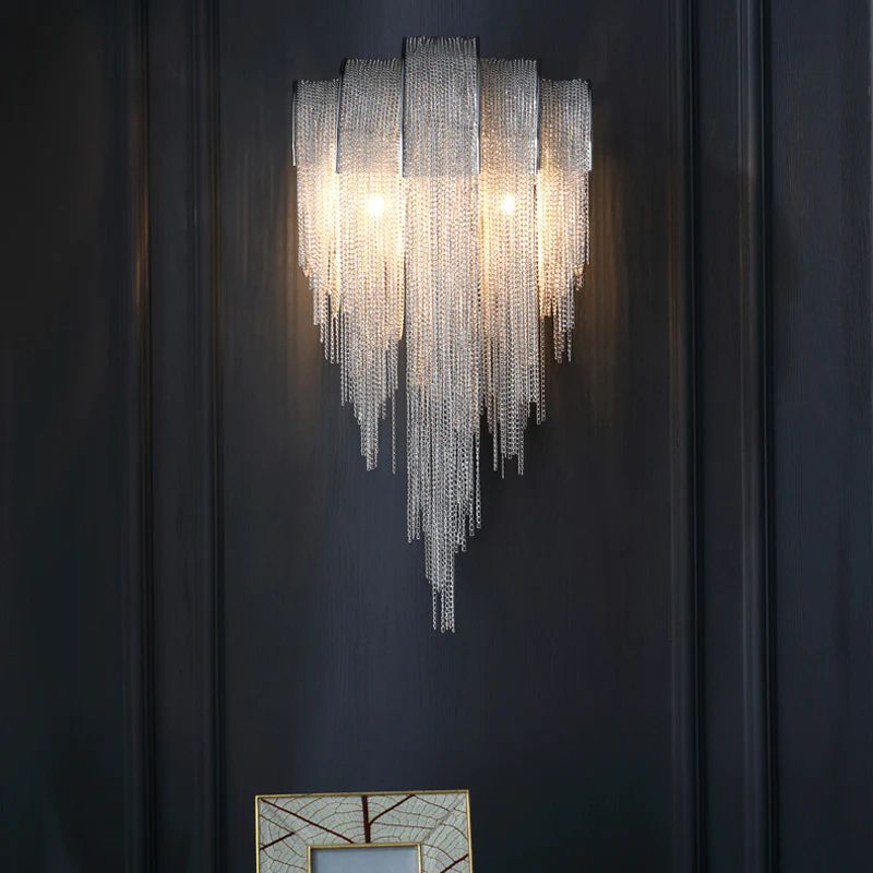 Aluminum Chain Tassel Modern Wall Sconce-Meet Lighting