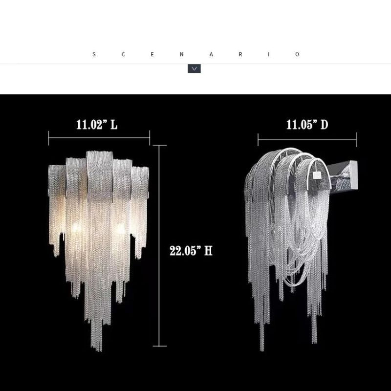 Aluminum Chain Tassel Modern Wall Sconce-Meet Lighting