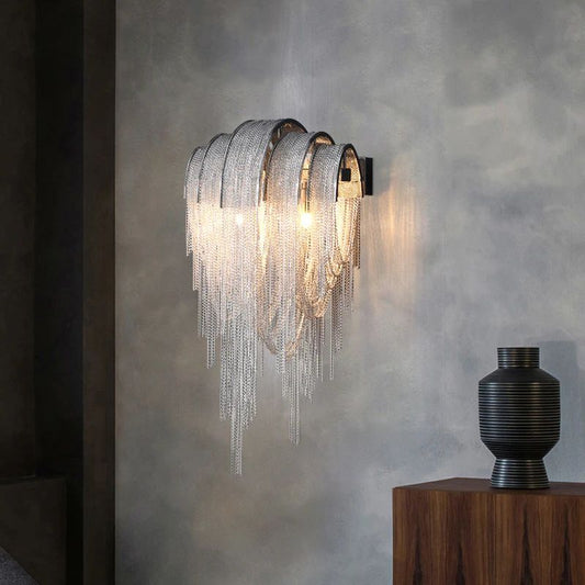 Aluminum Chain Tassel Modern Wall Sconce-Meet Lighting