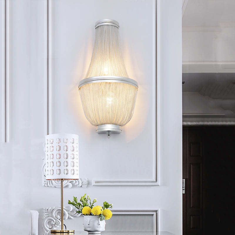 Aluminum Chain Wall Sconce In Living Room-Meet Lighting