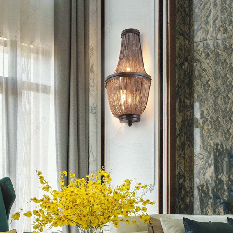 Aluminum Chain Wall Sconce In Living Room-Meet Lighting