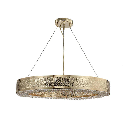 Ambrosi Round Brass Crystal Ring Chandelier-Meet Lighting