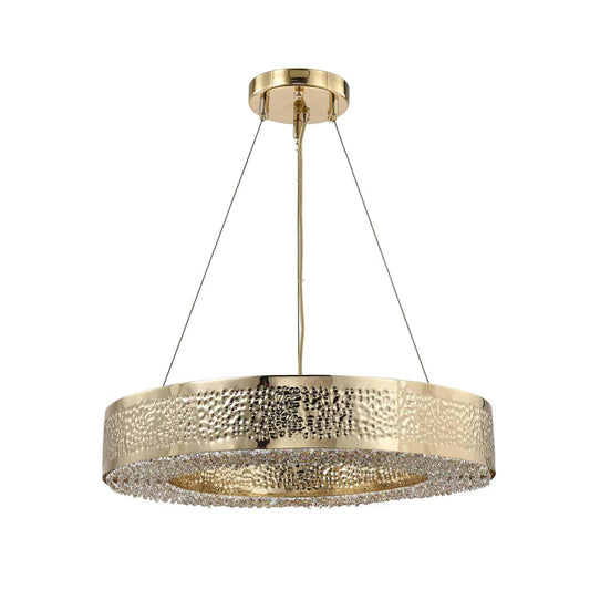 Ambrosi Round Brass Crystal Ring Chandelier-Meet Lighting