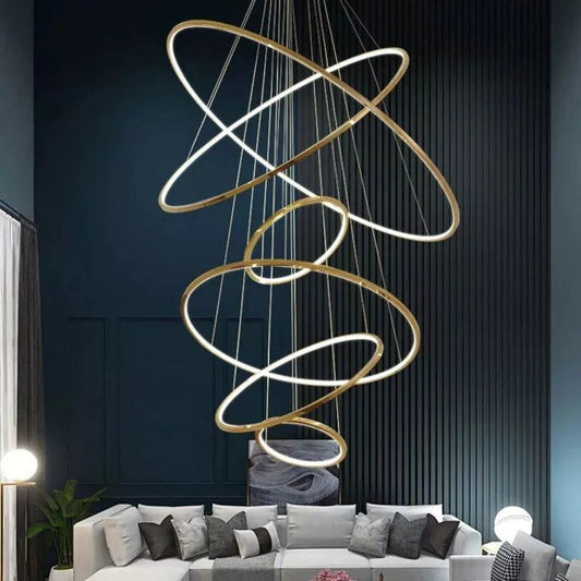 Amina Golden Rings Chandelier Customize