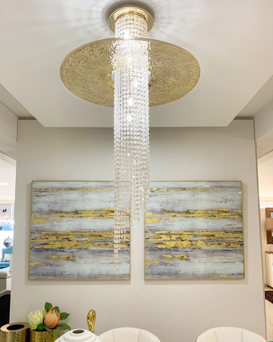 Angelina Brass Crystal Flushmount-Meet Lighting