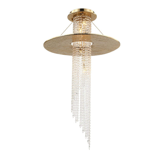 Angelina Brass Crystal Flushmount-Meet Lighting