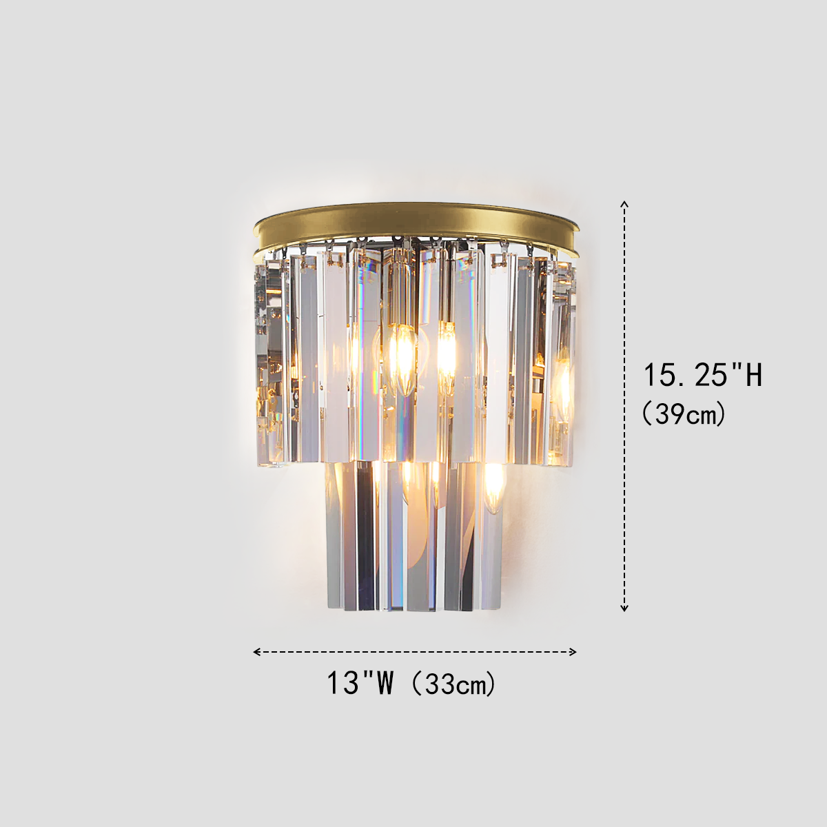 Odeom 2-Tier Crystal Semi-Round Sconce