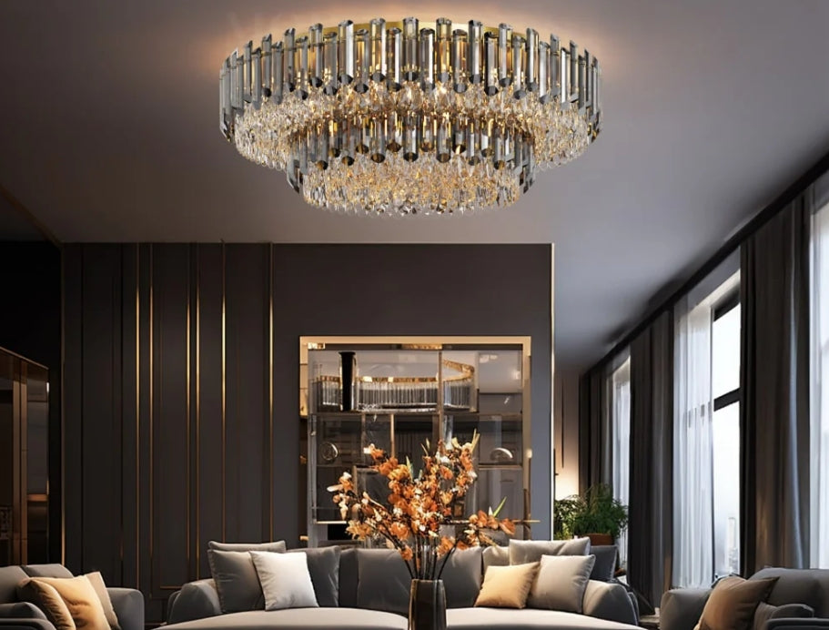 Arina Luxury Round Crystal Chandelier 31"-MEET LIGHTING