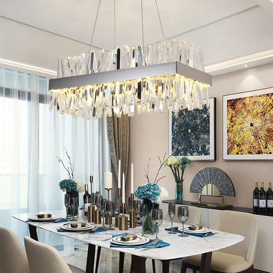 Arsenio Rectangular Crystal Chandelier-Meet Lighting