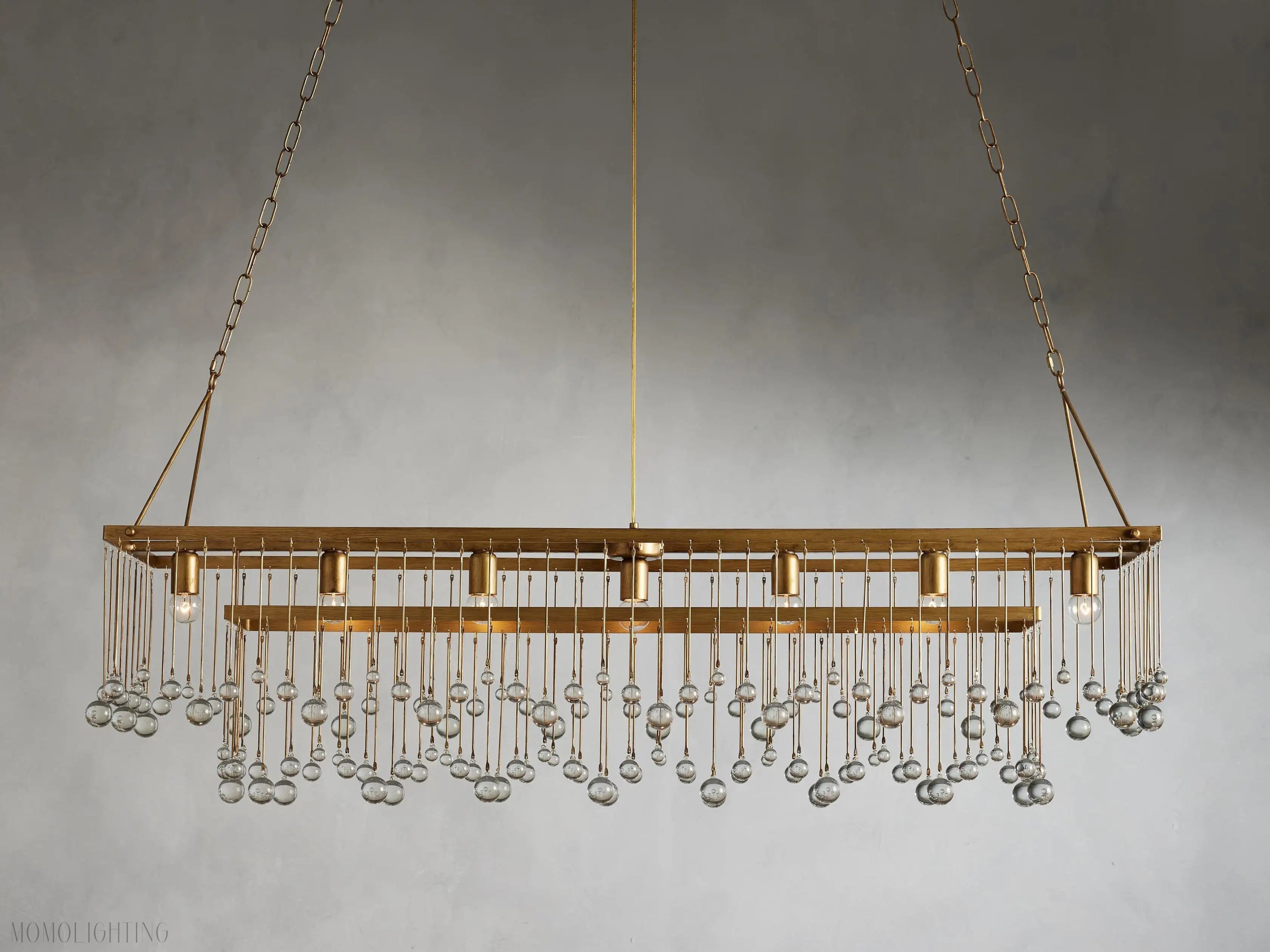 Aubrey Crystal Ball Rectangular Chandelier 47'' 60''-Momo Lighting