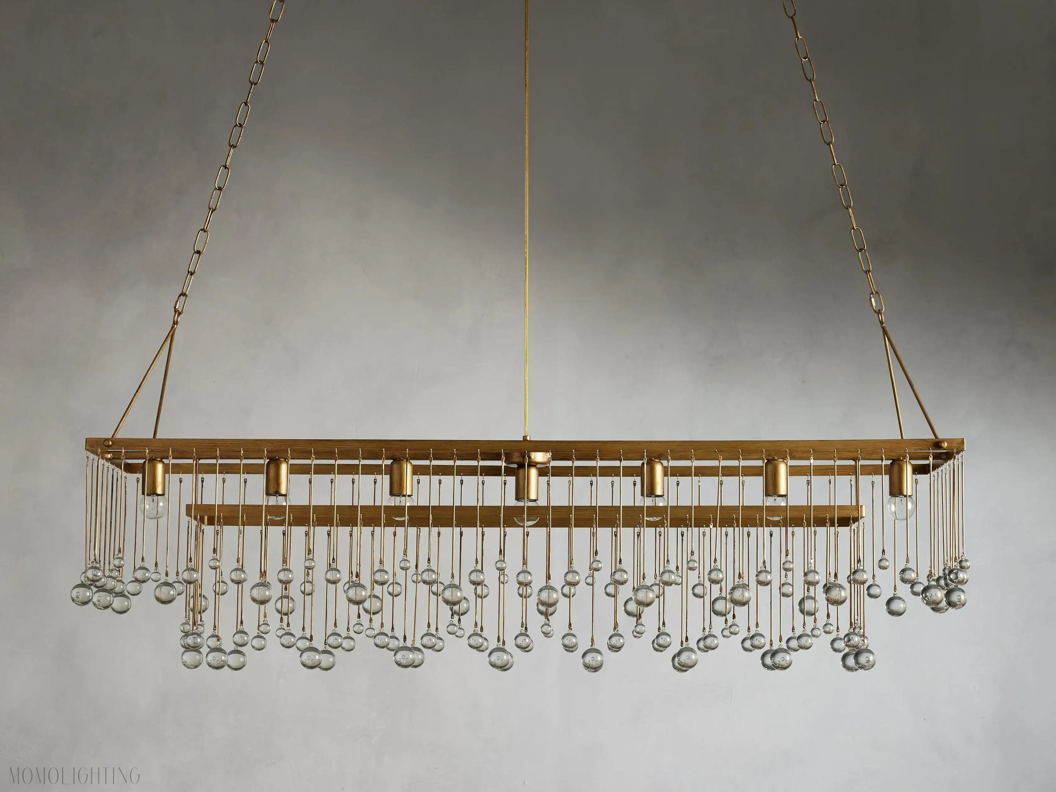 Aubrey Crystal Ball Rectangular Chandelier 47'' 60''-Momo Lighting
