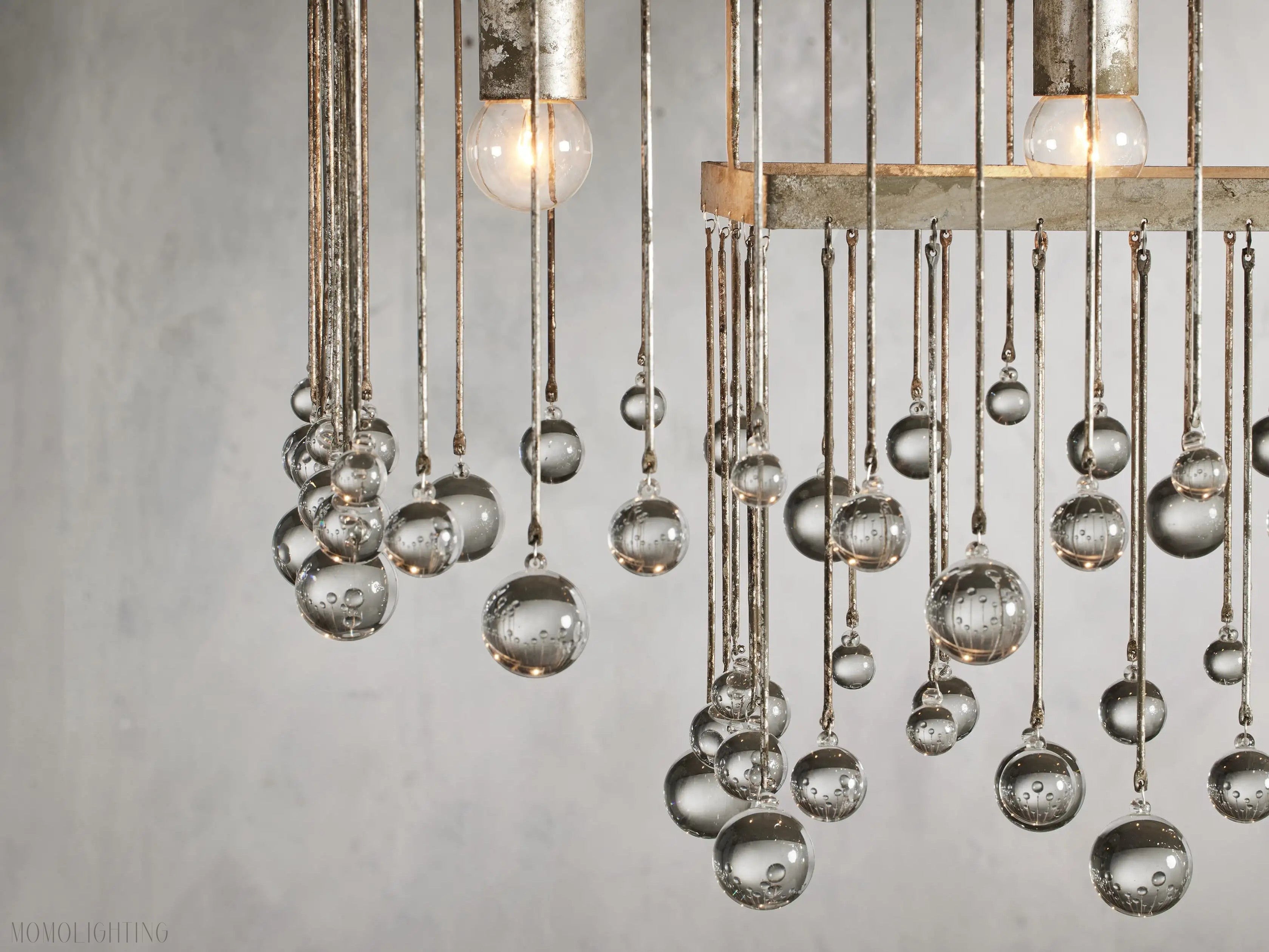 Aubrey Crystal Ball Rectangular Chandelier 47'' 60''-Momo Lighting