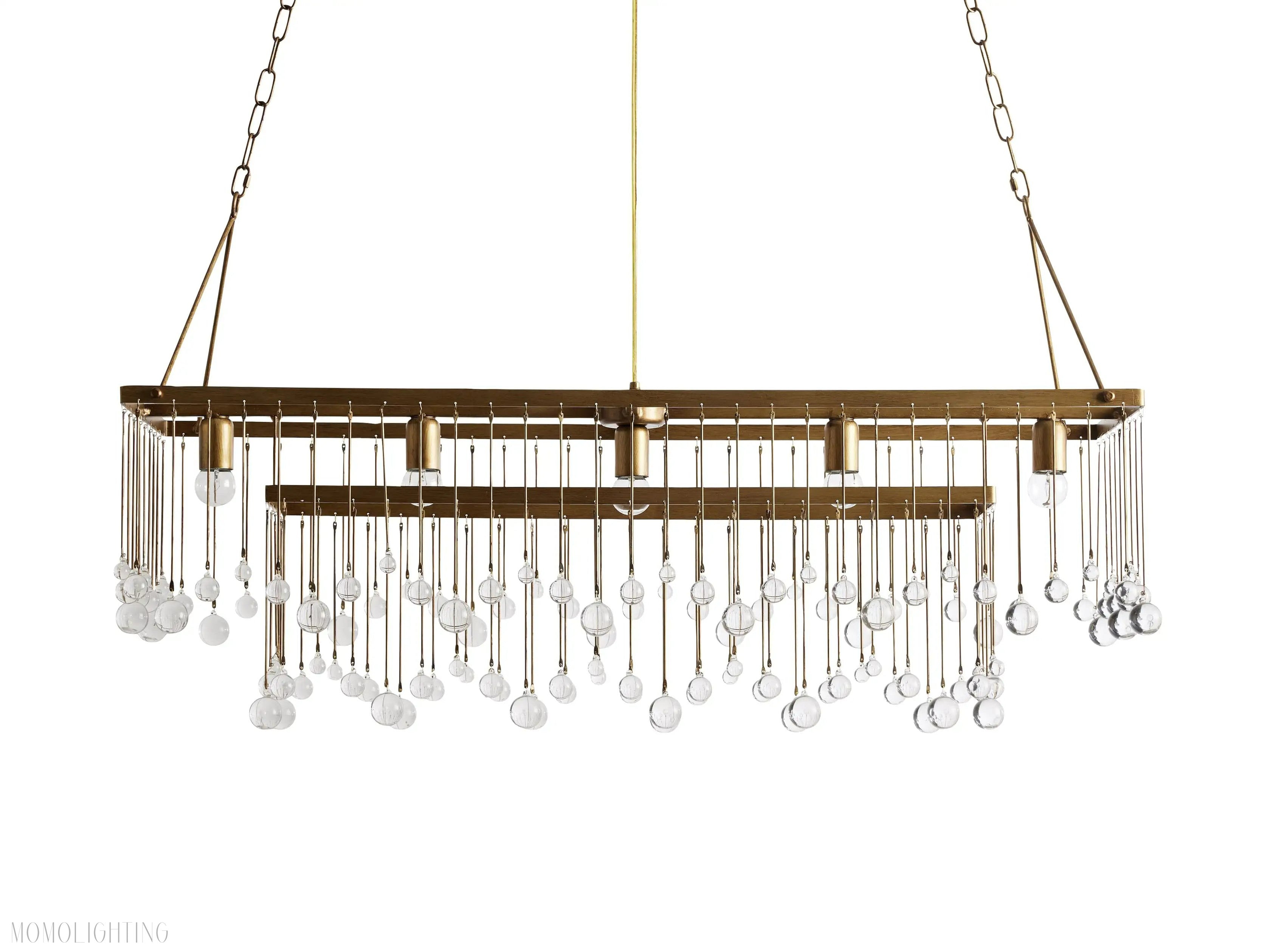 Aubrey Crystal Ball Rectangular Chandelier 47'' 60''-Momo Lighting