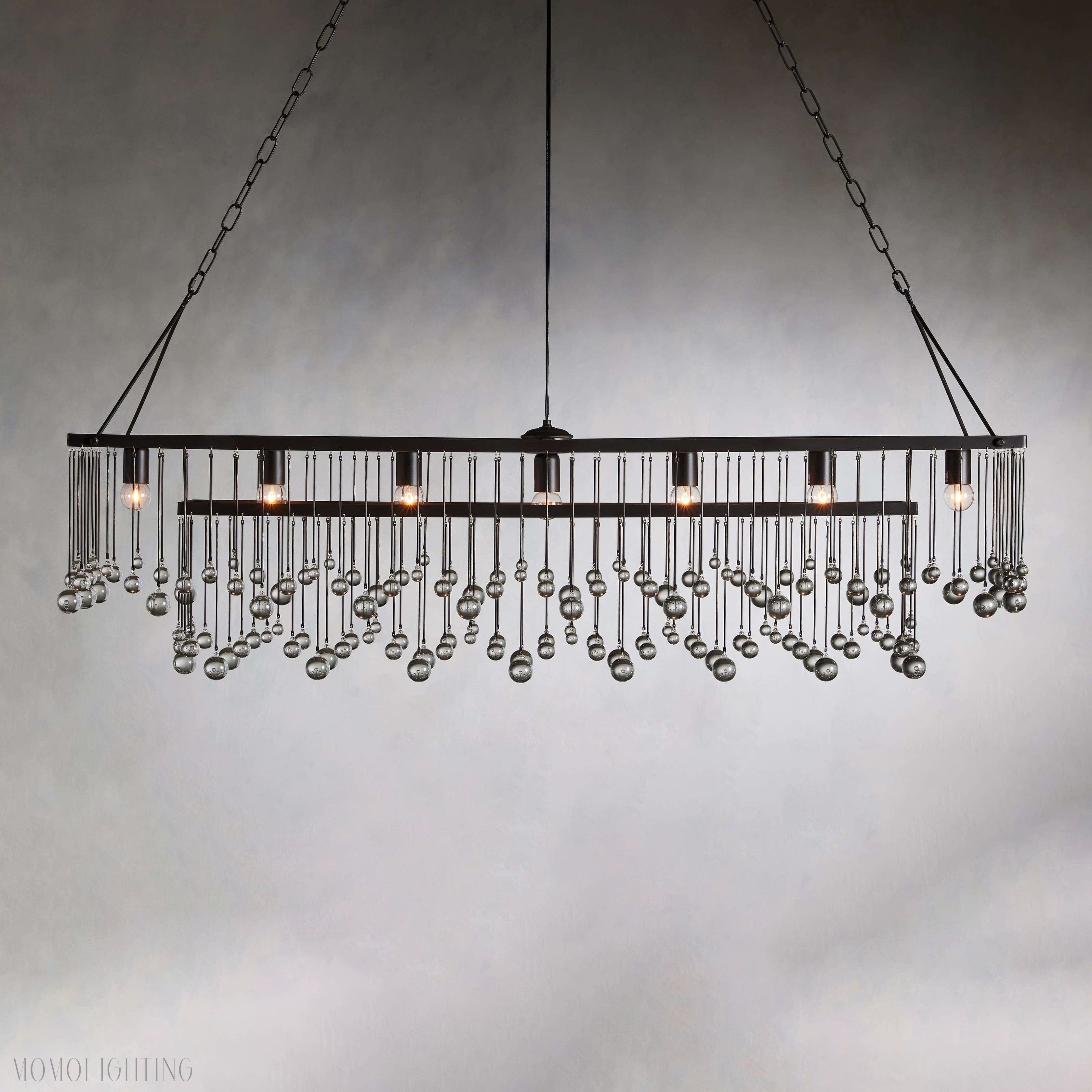 Aubrey Crystal Ball Rectangular Chandelier 47'' 60''-Momo Lighting