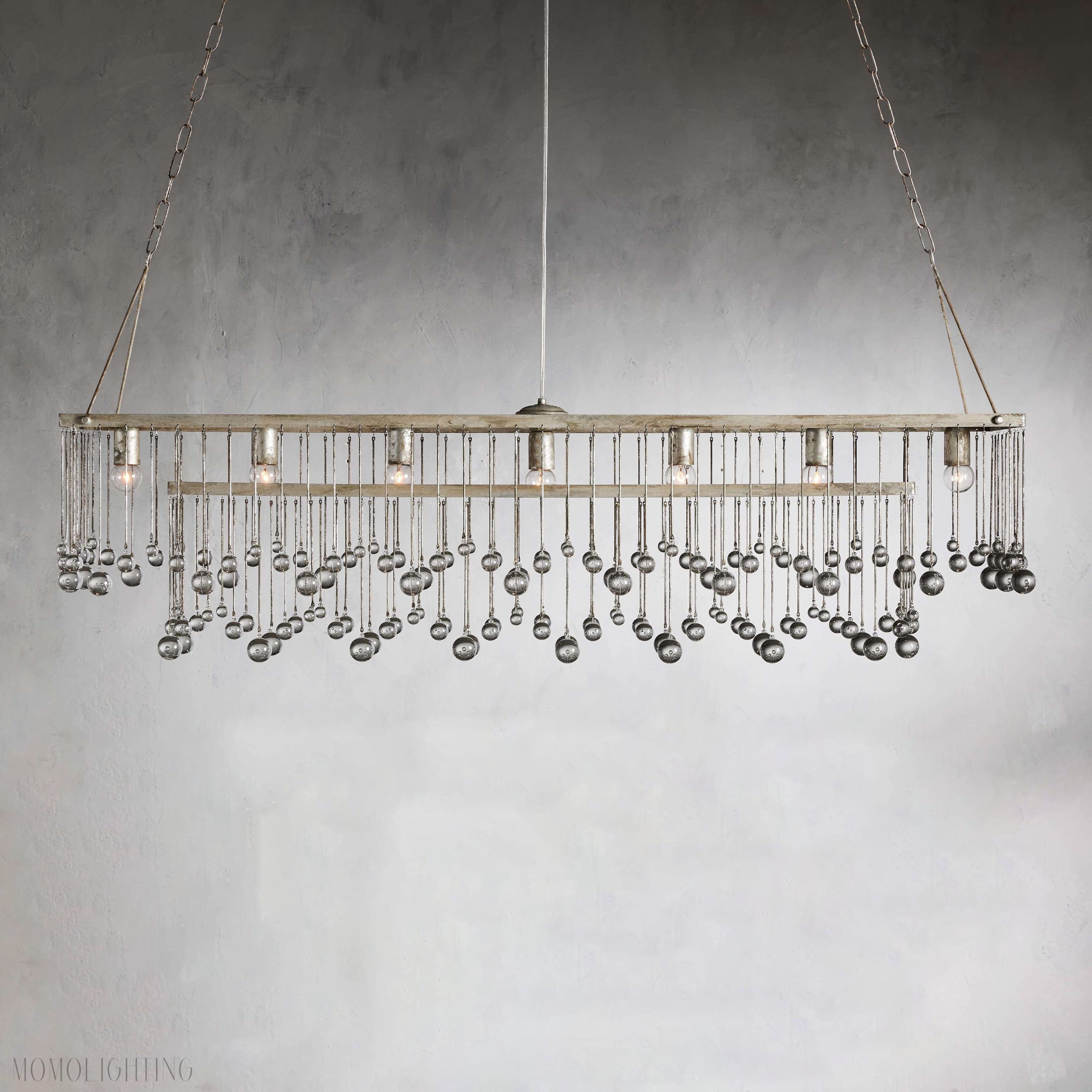 Aubrey Crystal Ball Rectangular Chandelier 47'' 60''-Momo Lighting