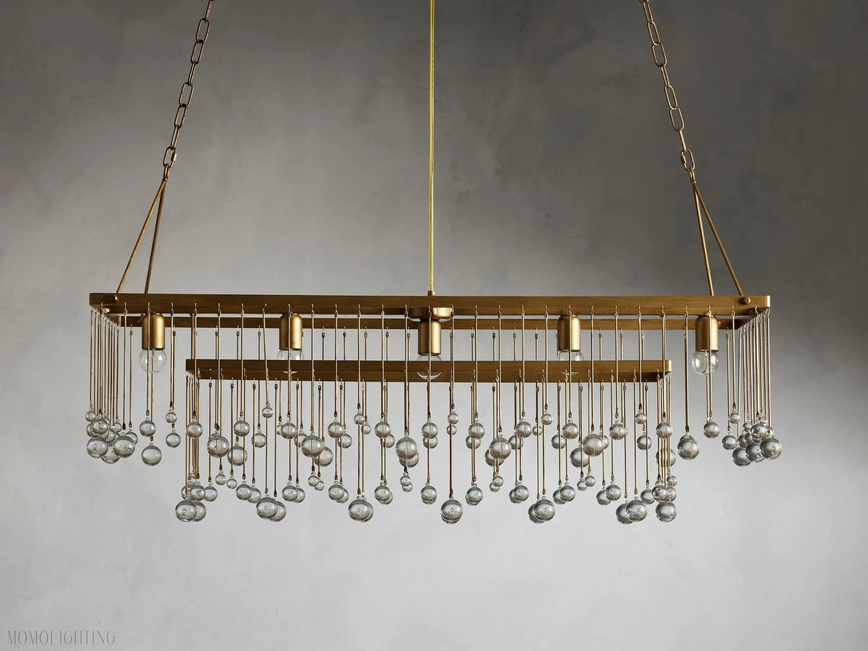 Aubrey Crystal Ball Rectangular Chandelier 47'' 60''-Momo Lighting