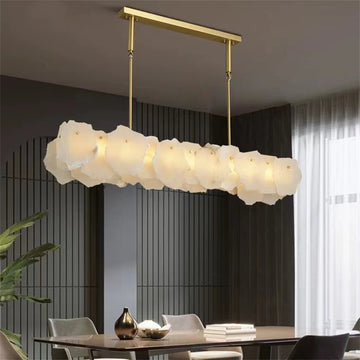 August Mordern Marble Linear Chandelier( Chains Version)-Meet Lighting